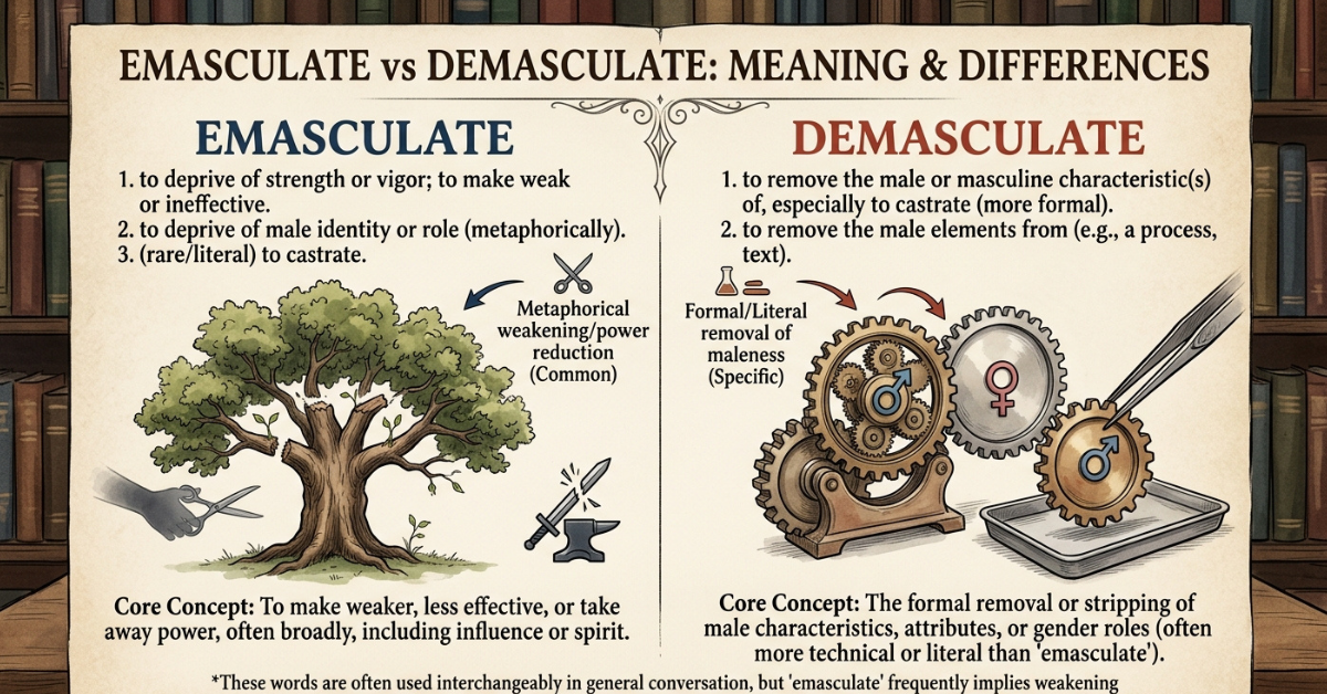 Emasculate vs Demasculate: Meaning & Differences