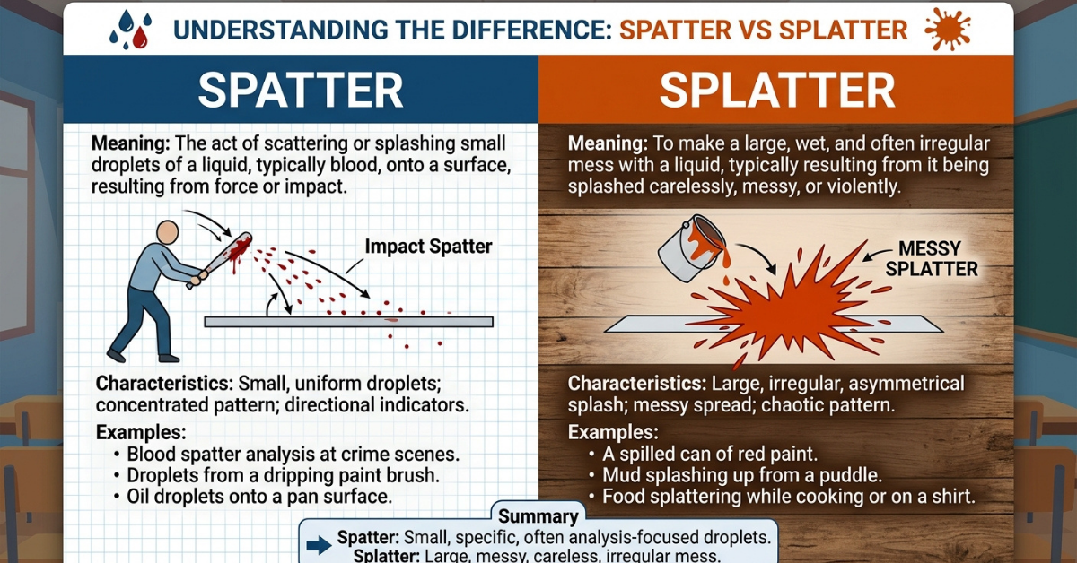 Spatter vs Splatter: Meaning, Differences & Examples